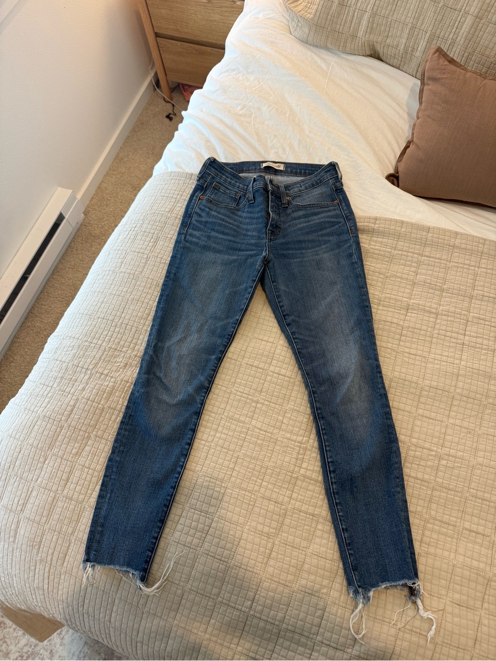 Madewell Dark Blue Skinny Jeans with Raw Hem